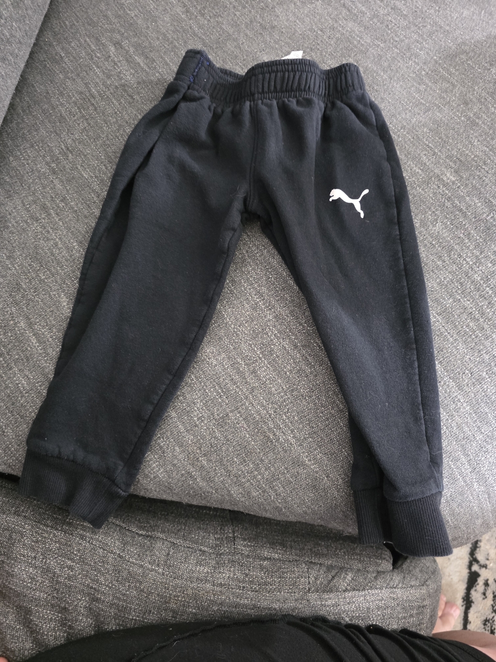 Puma Kids Black Jogger Pants with White Logo